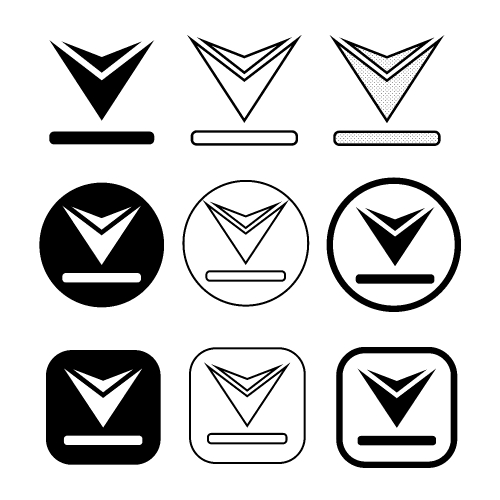 set of simple sign download icon