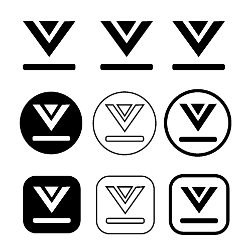 set of simple sign download icon