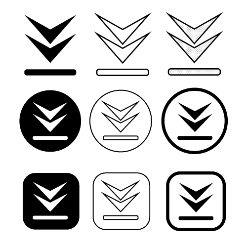 set of simple sign download icon