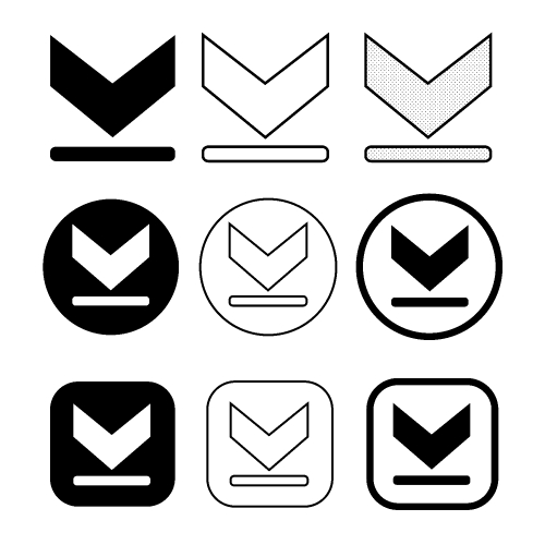 set of simple sign download icon