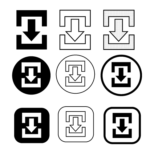 set of simple sign download icon