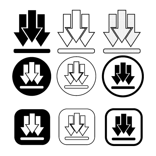 set of simple sign download icon