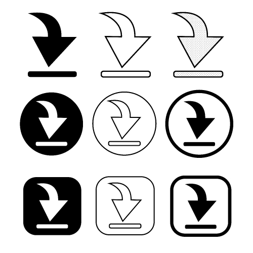 set of simple sign download icon