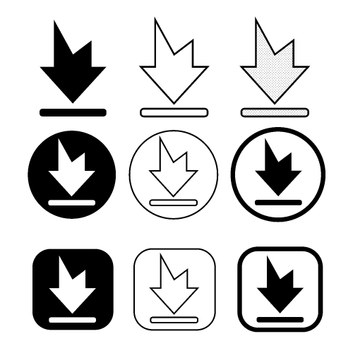 set of simple sign download icon