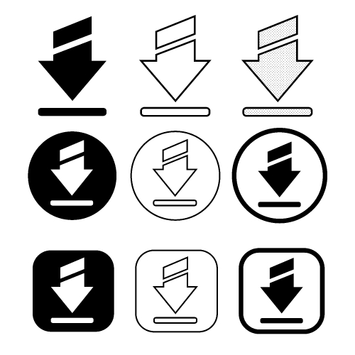 set of simple sign download icon