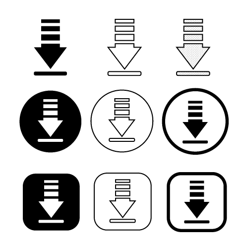 set of simple sign download icon