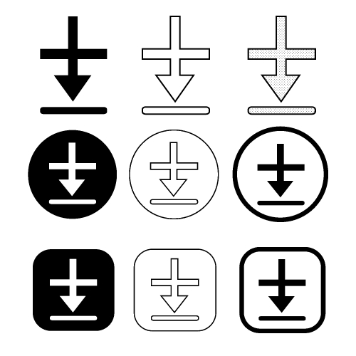 set of simple sign download icon