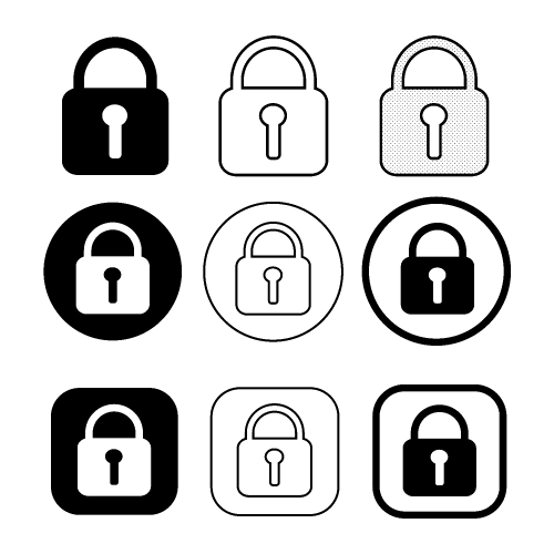 Set of simple sign Lock icon