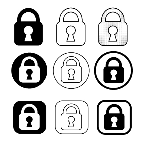 Set of simple sign Lock icon