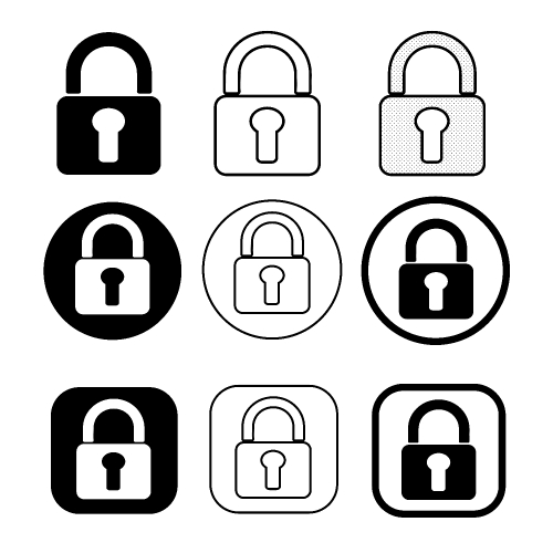 Set of simple sign Lock icon