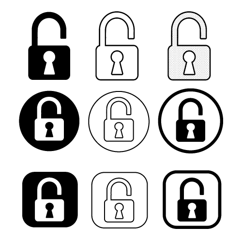 Set of simple sign Lock icon