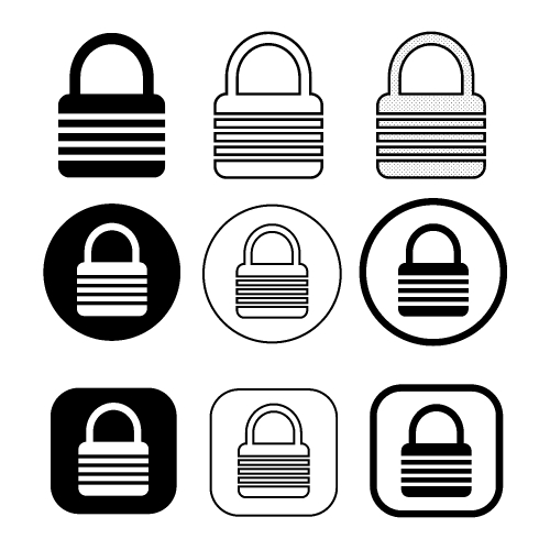 Set of simple sign Lock icon