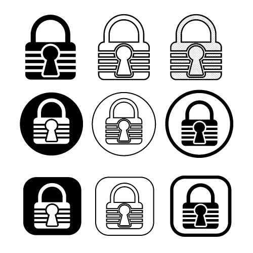 Set of simple sign Lock icon