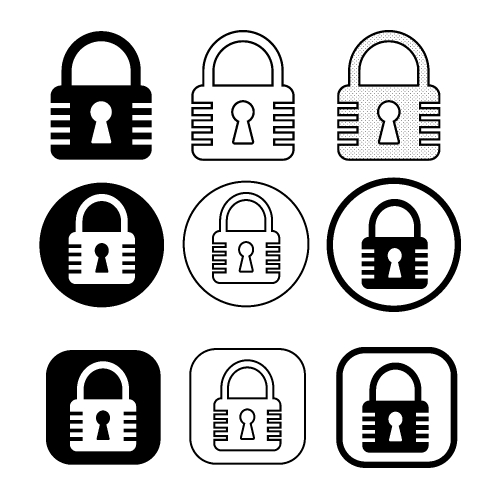 Set of simple sign Lock icon