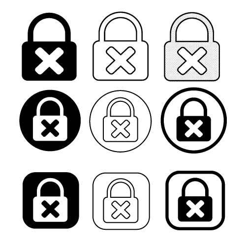 Set of simple sign Lock icon