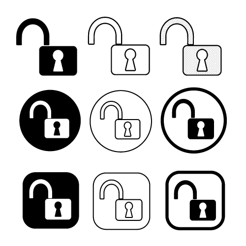 Set of simple sign Lock icon