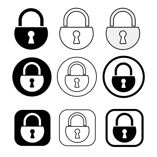 Set of simple sign Lock icon