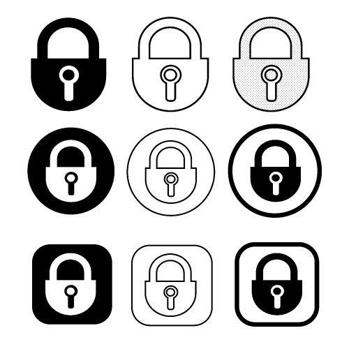 Set of simple sign Lock icon