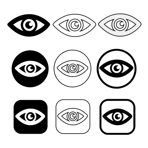 Set sign of Eye icon