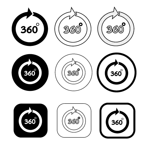 Simple 360 Degree icon sign design