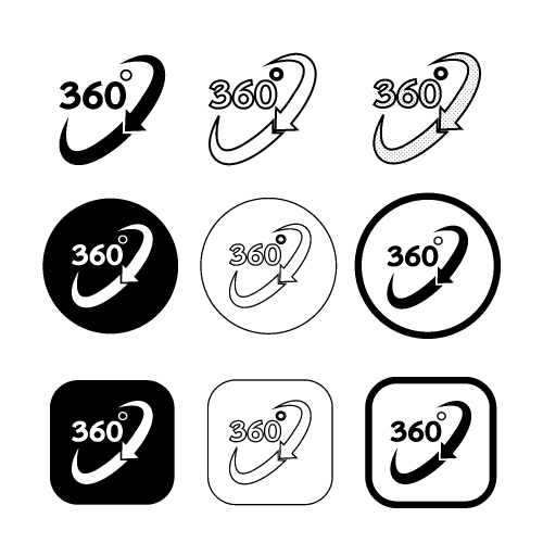 Simple 360 Degree icon sign design