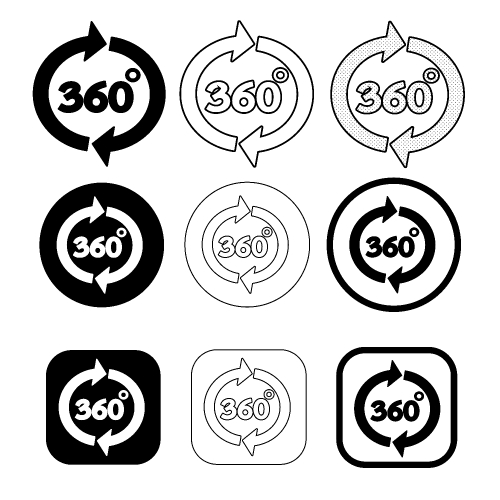 Simple 360 Degree icon sign design