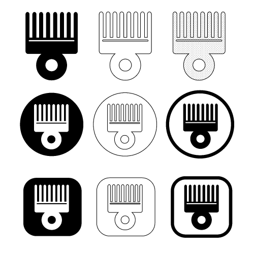 Simple Afro comb  icon sign design