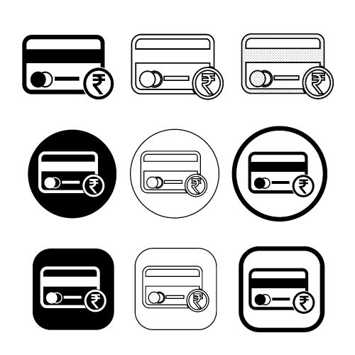 Simple credit card icon sign design