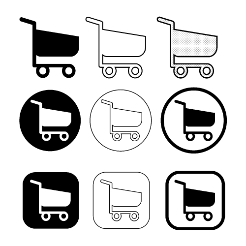 Simple shopping cart trolley icon sign design