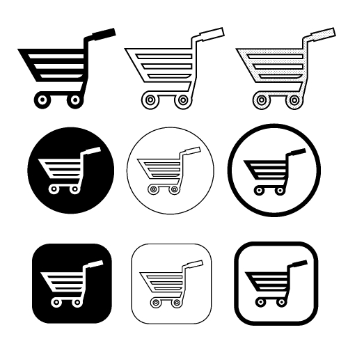 Simple shopping cart trolley icon sign design