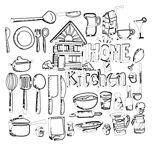 sketch Kitchen elements doodle