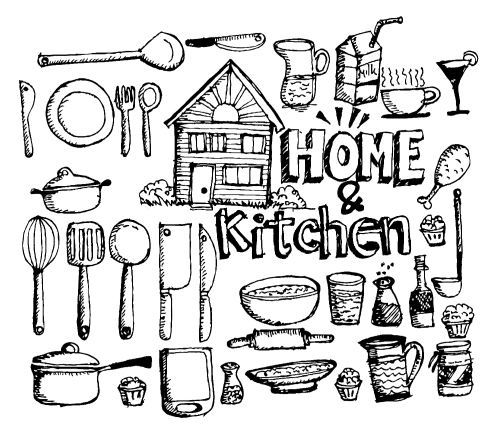 sketch Kitchen elements doodle