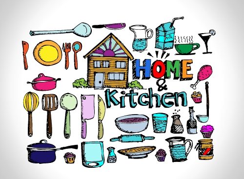 sketch Kitchen elements doodle