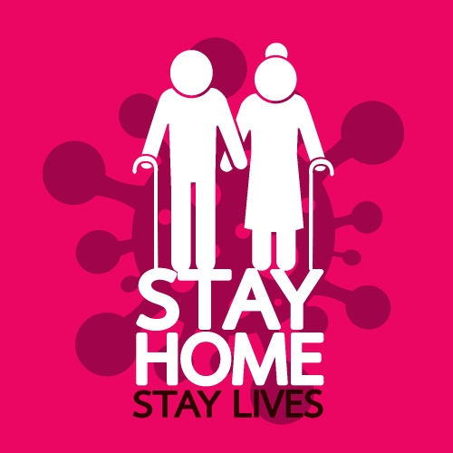 Stay home save lives  quote vector illustration Coronavirus Covi