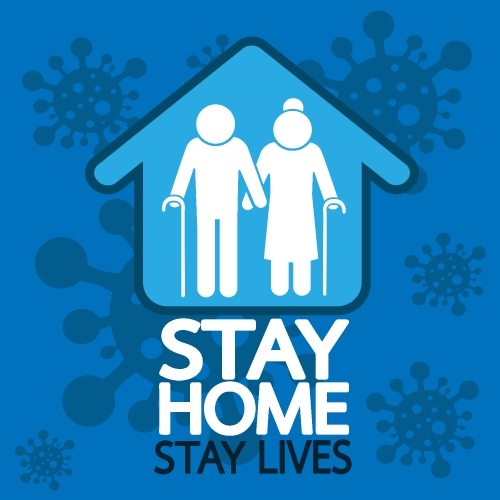 Stay home save lives  quote vector illustration Coronavirus Covi