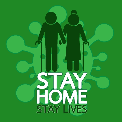 Stay home save lives  quote vector illustration Coronavirus Covi