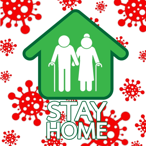 Stay home stay safe  quote vector illustration Coronavirus Covid