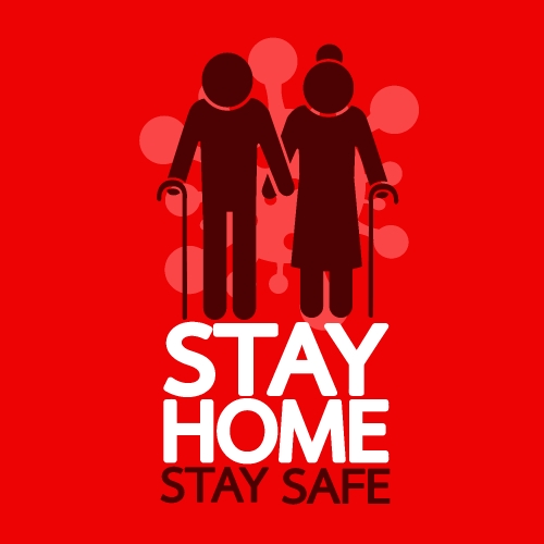 Stay home stay safe  quote vector illustration Coronavirus Covid