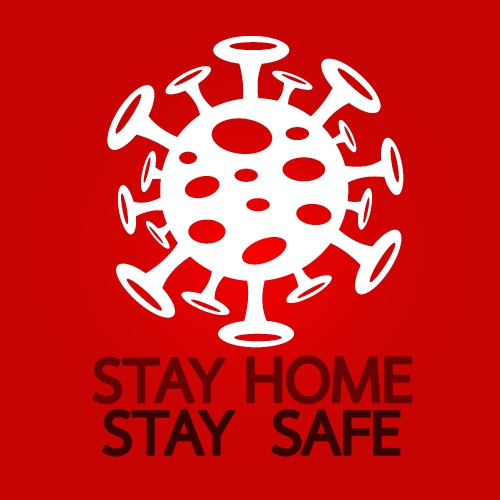 Stay home stay safe  quote vector illustration Coronavirus Covid