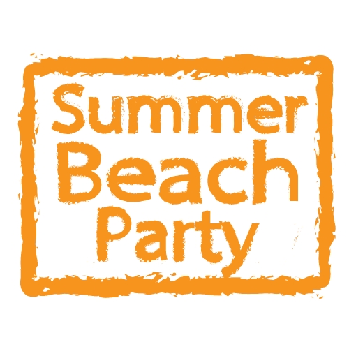 Summer beach party typography design label icon element