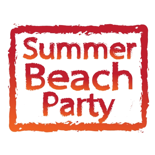 Summer beach party typography design label icon element