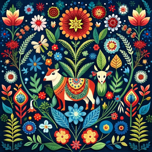 Swedish folk art aesthetic background abstract wallpaper design