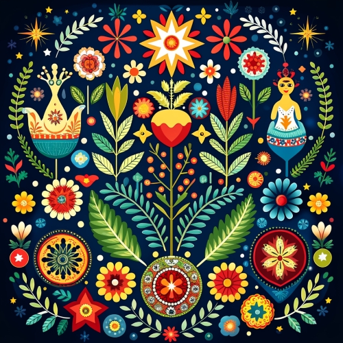 Swedish folk art aesthetic background abstract wallpaper design