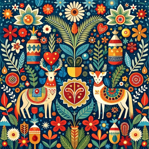 Swedish folk art aesthetic background abstract wallpaper design