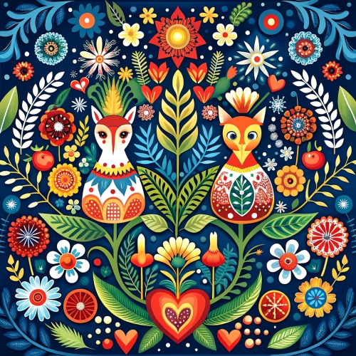 Swedish folk art aesthetic background abstract wallpaper design