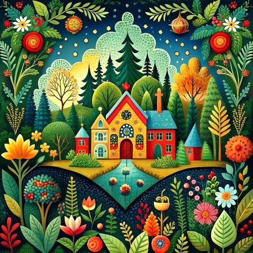 Swedish folk art aesthetic background abstract wallpaper design