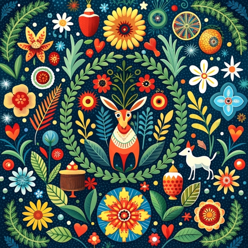 Swedish folk art aesthetic background abstract wallpaper design