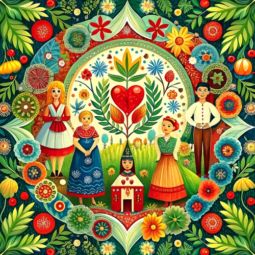 Swedish folk art aesthetic background abstract wallpaper design