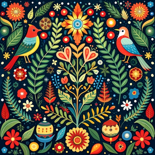 Swedish folk art aesthetic background abstract wallpaper design