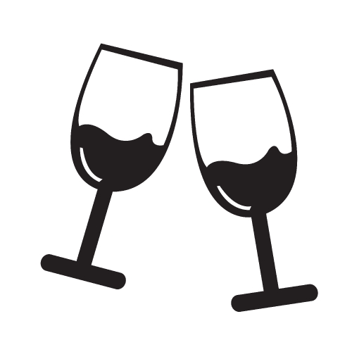 Two glasses of wine or champagne icon